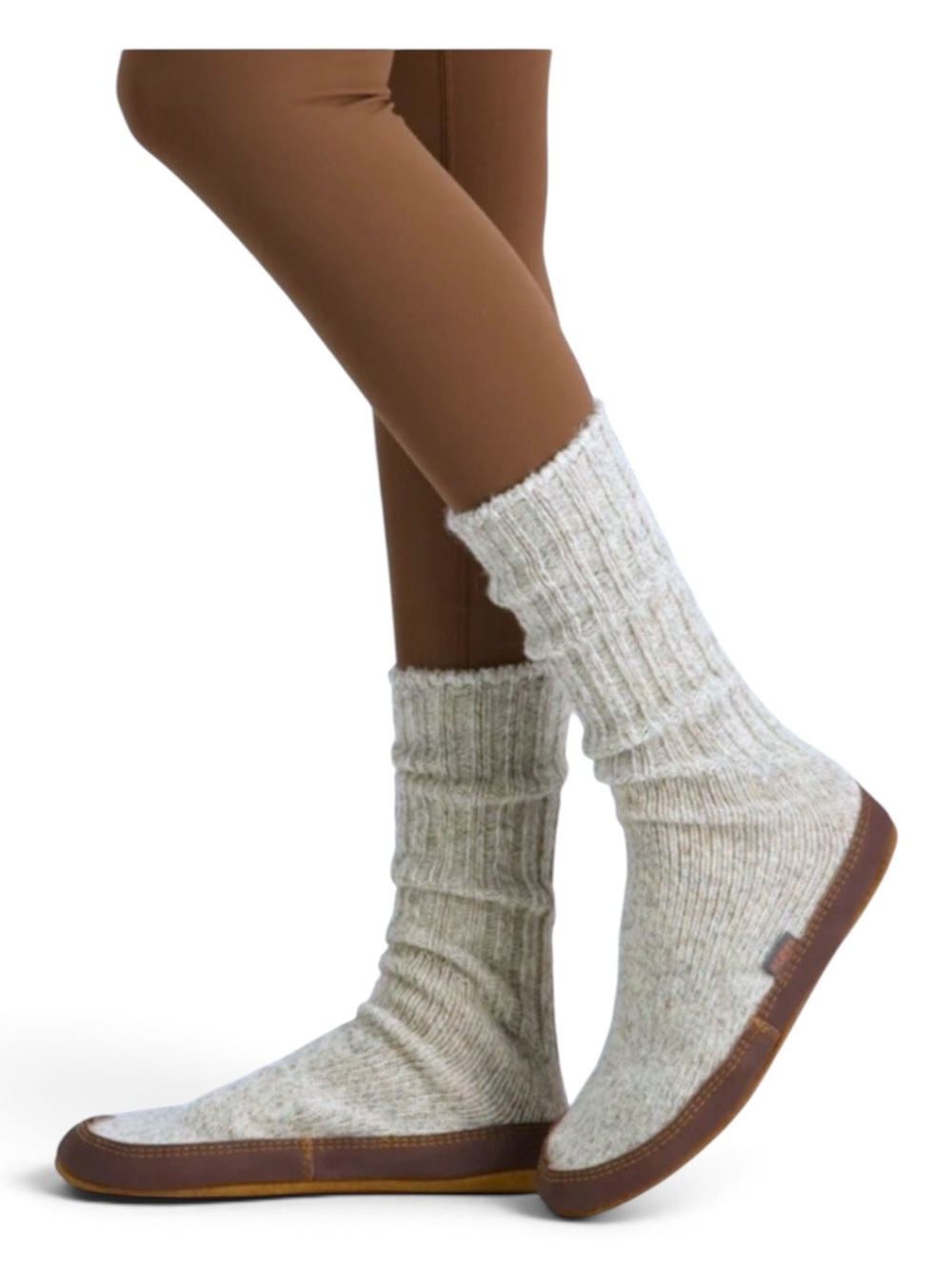 Acorn THE ORIGINAL SLIPPER SOCK Knit Brown Leather Suede Sole Gender Neutral